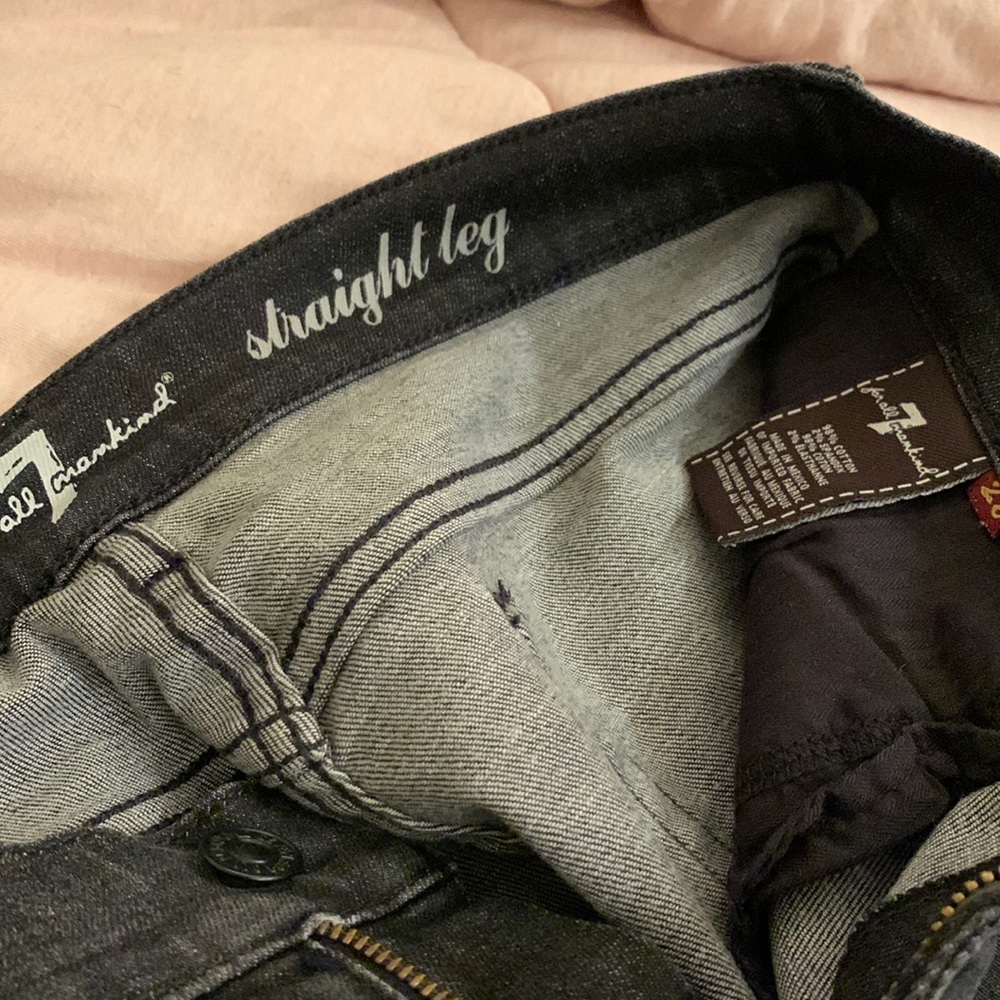 7 for all mankind light black straight leg jeans 28